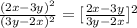 \frac{(2x - 3y)^2}{(3y - 2x)^2} = [\frac{2x - 3y}{3y - 2x}]^2