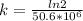k = \frac{ln 2}{50.6 * 10^{6}  }