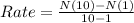 Rate = \frac{N(10)-N(1)}{10 - 1}