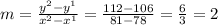 m=\frac{y^2-y^1}{x^2-x^1} = \frac{112-106}{81-78} =\frac{6}{3} =2