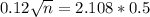 0.12\sqrt{n} = 2.108*0.5