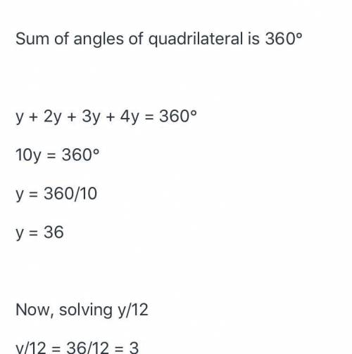If a quadrilateral has angles measure 2y,3y ,y+5and 2y-1,what is the value of y

a.360b.45.5c.90.5d.