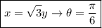\boxed{x=\sqrt{3}y\to \theta=\frac{\pi}{6}}