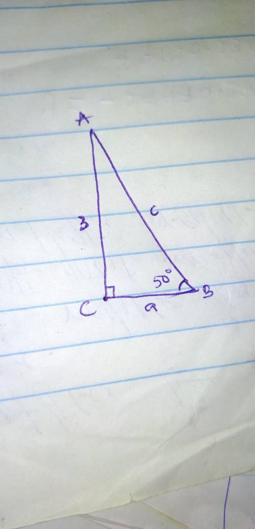 Right triangle ABC is shown. Triangle A B C is shown. Angle A C B is a right angle and angle C B A i