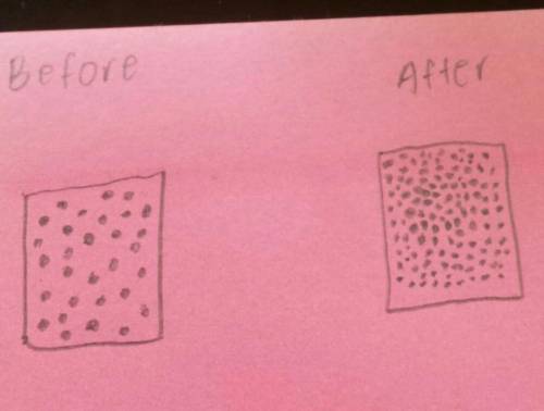 1) Draw a particle picture of liquid lemonade turning into a solid popsicle 
BEFORE
AFTER