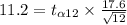11.2=t_{\alpha 12}\times \frac{17.6}{\sqrt{12} }