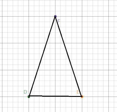 Triangle DEF has vertices D = (-4,-4), E = (-2,-4), and F = (-3,-1). 5! 3 2 1 -7 6 5 4 3 2 2 3 4 5 6