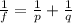 \frac{1}{f} = \frac{1}{p} + \frac{1}{q}