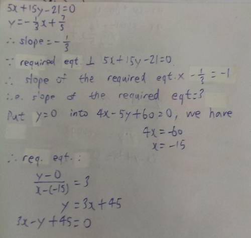 Determine the equation of the line in slope y-intercept form that is perpendicular to the line 5x +1