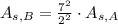 A_{s, B} = \frac{7^{2}}{2^{2}}\cdot A_{s,A}