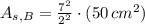 A_{s,B} = \frac{7^{2}}{2^{2}}\cdot (50\,cm^{2})