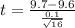 t=\frac{9.7-9.6}{\frac{0.1}{\sqrt{16} } }