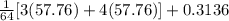 \frac{1}{64} [{3(57.76) + 4(57.76)}]  } + 0.3136