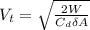 V_t=\sqrt{\frac{2W}{C_d \delta A} }