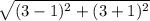 \sqrt{(3-1)^2+(3+1)^2}