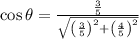 \cos \theta = \frac{\frac{3}{5} }{\sqrt{\left(\frac{3}{5} \right)^{2}+\left(\frac{4}{5} \right)^{2}}}