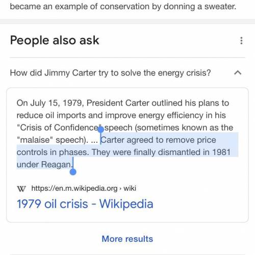 How did President Carter attempt to bring the energy crisis of the late
1970s to an end
