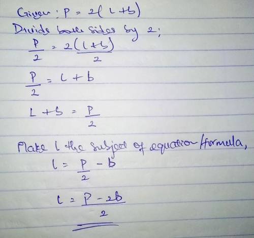 Given the following formula, solve for l.