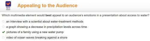 Which multimedia element would best appeal to an audience’s emotions in a presentation about access
