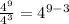 \frac{4^9}{4^3}=4^{9-3}
