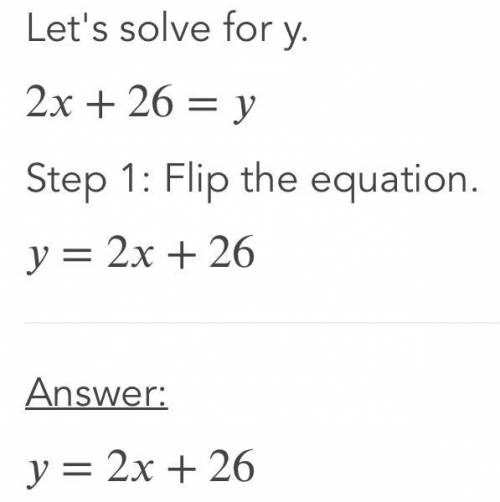 What is the x-coordinate of the solution to the system of

linear equations?
x = 3y - 8
2x + 26 = y
