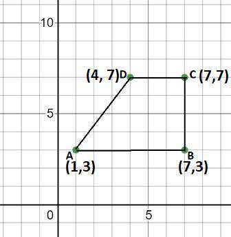 Find the area of a polygon with vertices at (1, 3), (7, 3), (7, 7), and (4, 7). a. 24 units2 b. 10 u