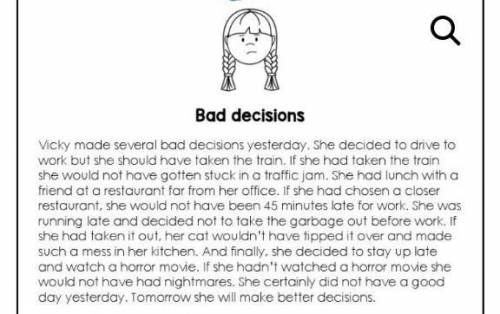 Writing - A story about a bad decision
Help me! 50 word