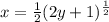 x=\frac{1}{2} (2y+1)^\frac{1}{2}