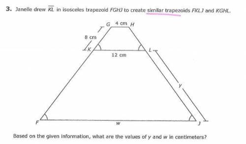 Janelle drew KL in isosceles trapezoid FGHJ to create similar trapezoids FKLJ and KGHL. Based on the