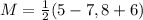 M = \frac{1}{2}(5 -7, 8 + 6)