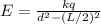 E=\frac{kq}{d^2-(L/2)^2}