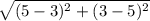 \sqrt{(5-3)^2+(3-5)^2}