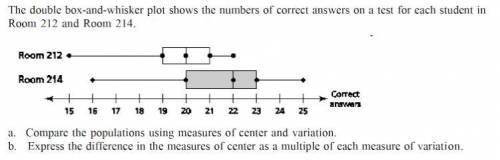 The double box-and-whisker plot shows the numbers of correct answers on a test for each student in R
