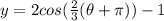 y=2cos(\frac{2}{3}(\theta+\pi))-1