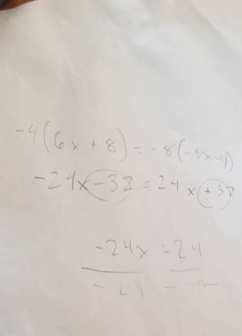 -4(-6x+8=-8(-3x-4)
plz help