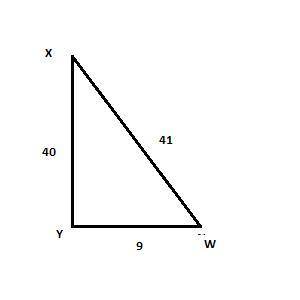 In ΔWXY, the measure of ∠Y=90°, YX = 40, XW = 41, and WY = 9. What ratio represents the cosine of ∠W