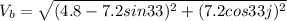 V_b=\sqrt{(4.8-7.2sin33)^2+(7.2cos33j)^2}