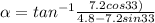 \alpha=tan^{-1}\frac{7.2cos33)}{4.8-7.2sin33}
