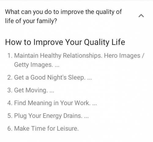What could be your contribution for improving quality of life of your family?​