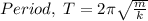 Period, \; T = 2 \pi \sqrt {\frac {m}{k}}