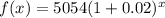 f(x)=5054(1+0.02)^x
