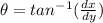 \theta=tan^{-1}(\frac{dx}{dy})