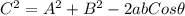 C^2=A^2+B^2-2abCos \theta