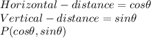 Horizontal -distance= cos\theta\\Vertical -distance= sin\theta\\P(cos\theta, sin\theta)