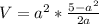 V = a^2*\frac{5 - a^2}{2a}
