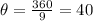 \theta = \frac{360}{9} =40
