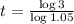 t = \frac{\log{3}}{\log{1.05}}