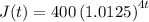 J(t)=400\left(1.0125\right)^{4t}