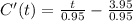 C'(t) = \frac{t}{0.95} - \frac{3.95}{0.95}