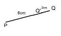 Given a triangle with side PQ=8 cm. To get a line PQ’=3/4 of PQ, we divide ﻿ the line segment PQ in